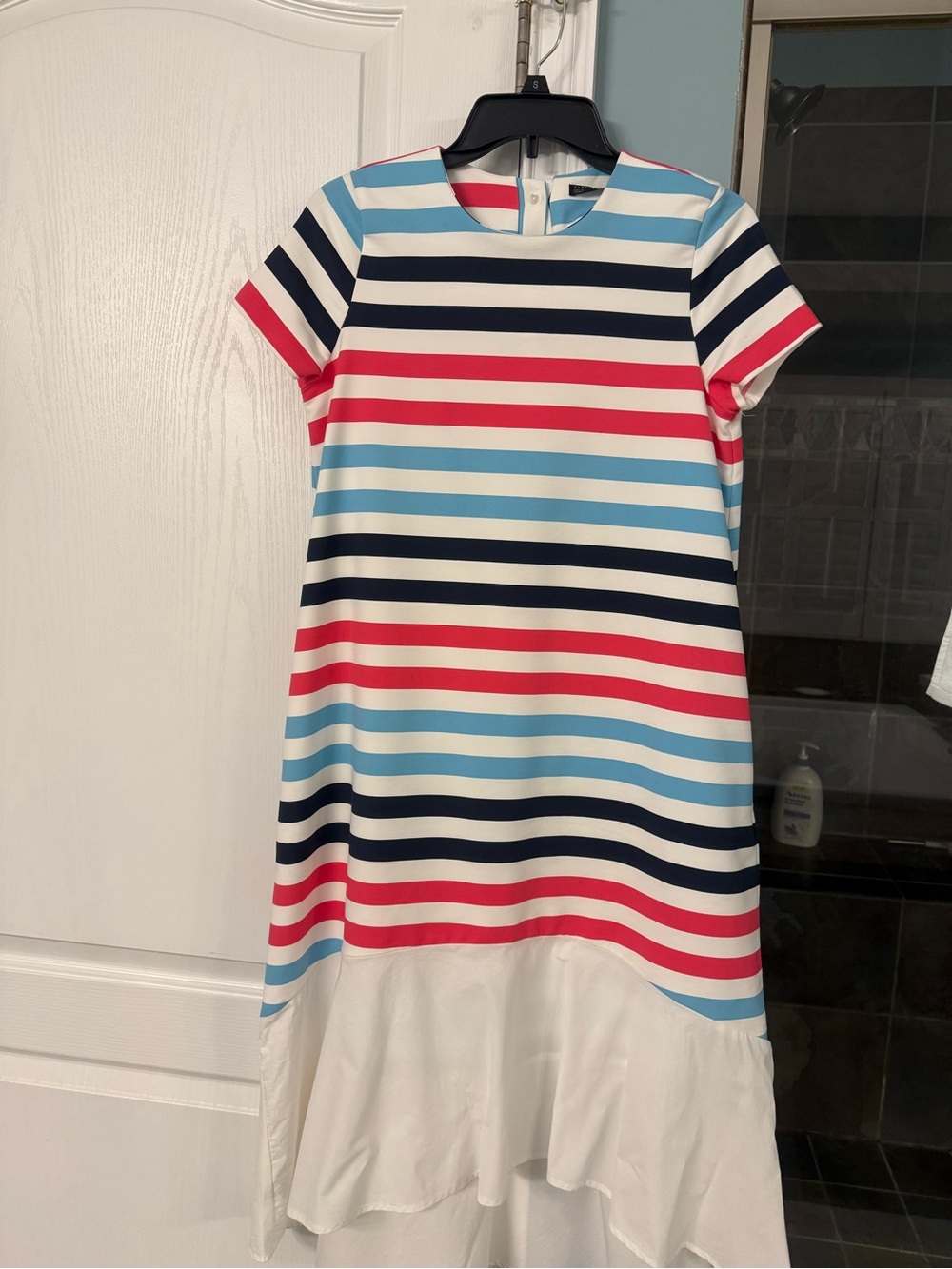 Zara Striped Midi Dress in Navy, Red, Light Blue & White